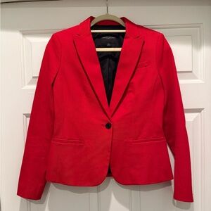 Banana Republic Vibrant Red Blazer, one button,fully lined, slit pockets front.